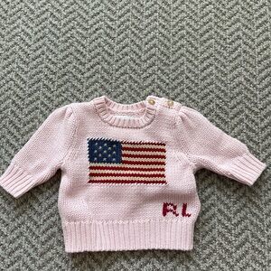 Ralph Lauren Pink Knit Sweater with Stripes